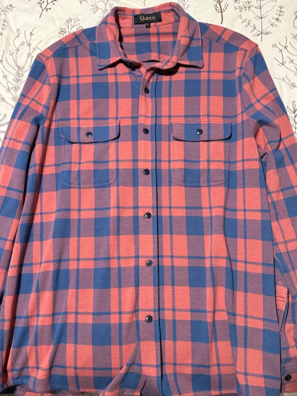 Quince Pink and Blue Plaid Button-Front Shirt XL